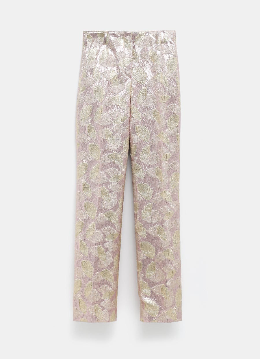 Pantalón en jacquard metalizado