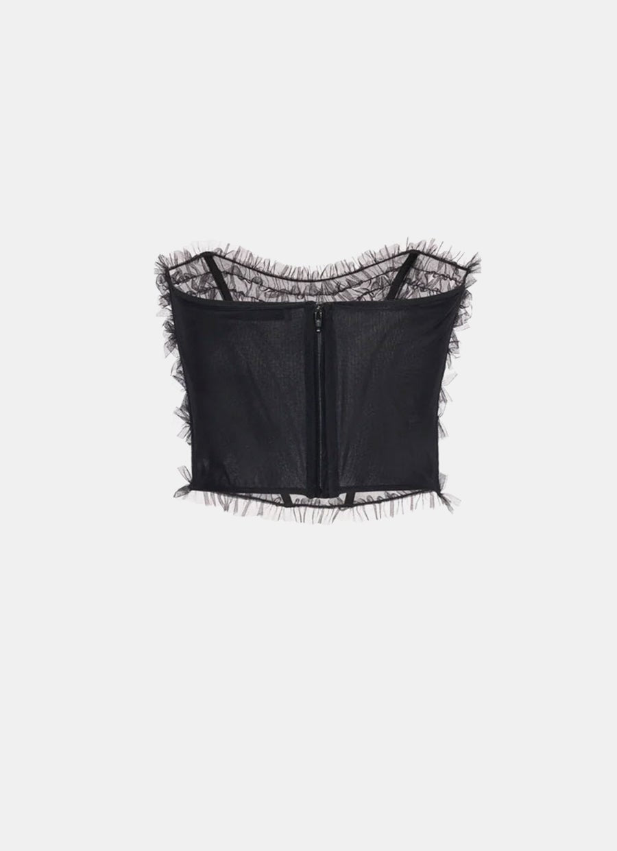 Bustier de tul fruncido