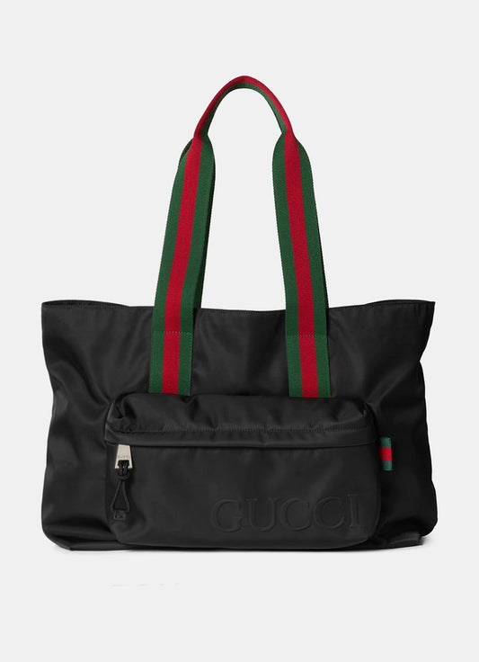 Bolso tote grande con logo Gucci grabado