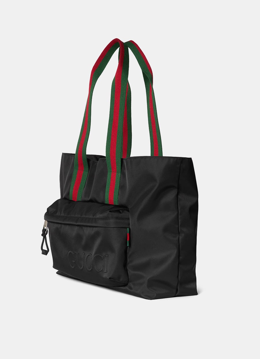 Bolso tote grande con logo Gucci grabado