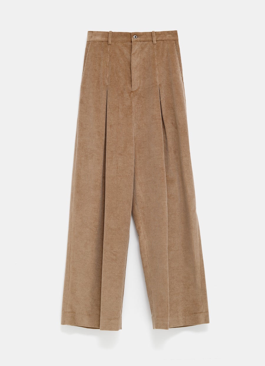 Pantalón de tiro bajo en algodón y cashmere