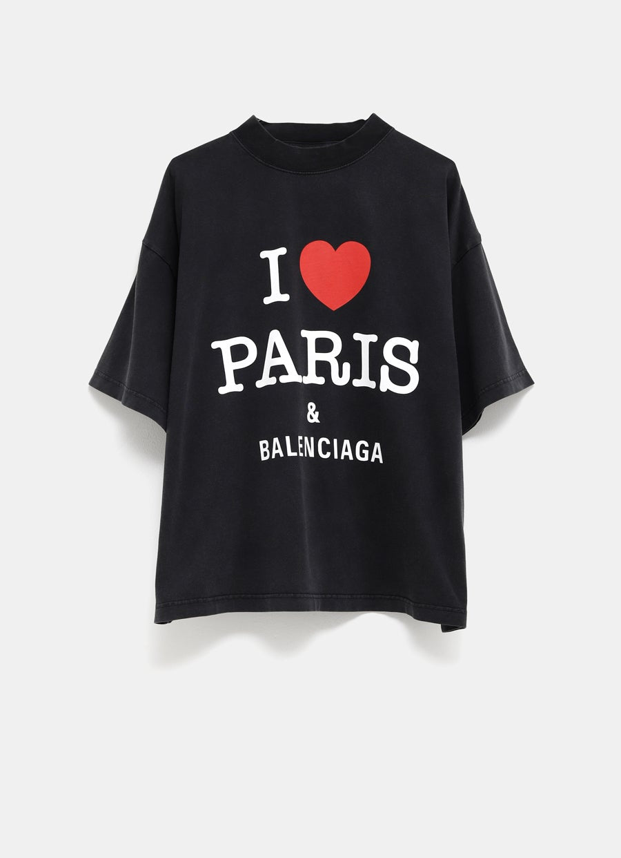 Camiseta I Love Paris and Balenciaga cropped